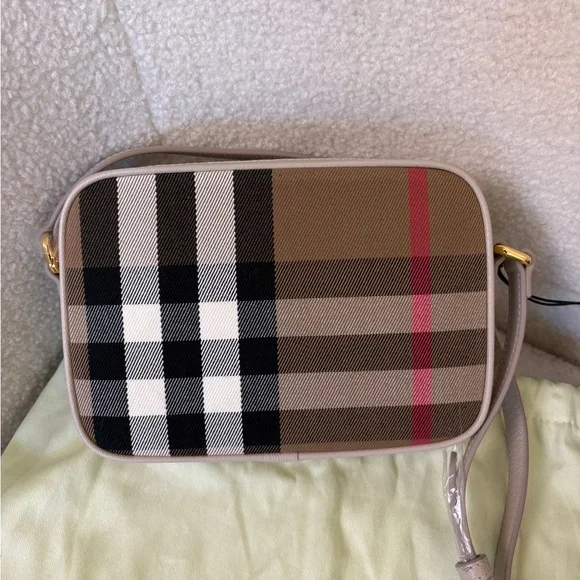 Burberry Women's Checkered Crossbody Bag limestone - Picture 2 of 8